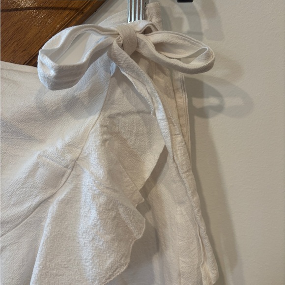 White Faux Wrap Skirt w/ Side Tie - Picture 2 of 6